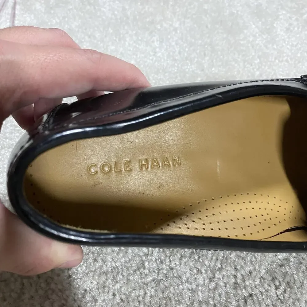 Cole Haan Shoes Mens 11.5 D Black Leather Tassel Loafers Dress Brazil 03506